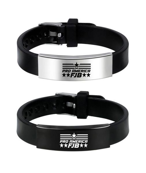

charm bracelets let039s go brandon fjb black silicone bracelet stainless steel gifts for women and men fans collection j3208617, Golden;silver