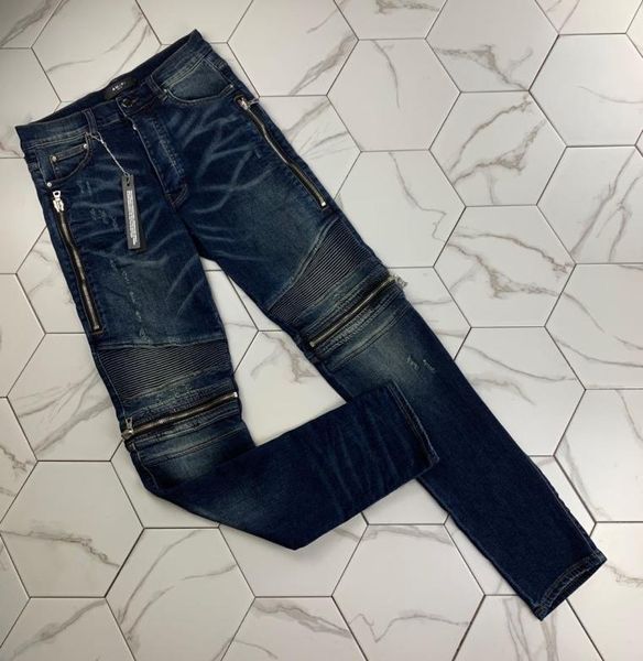 

mens designer jeans luxury men women distressed zipper jeans ripped denim pants mens designer pants blue2269986, Blue