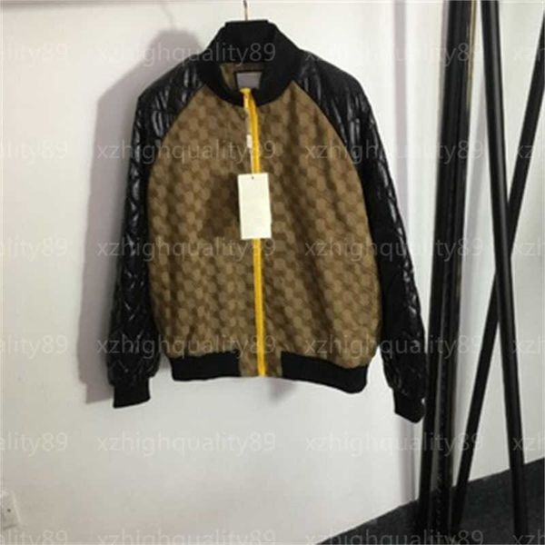 

designer jackets for women fashion lady coat alphabet jacquard cotton patchwork long sleeve zipper coats trendy streetwear clothing designer, Black;brown