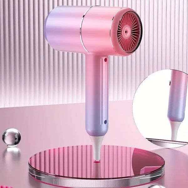 

upgrade your hair styling routine with this gradient pink hair dryer - mute blue light, negative ion, & cold settings
