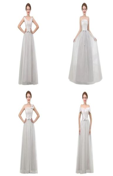 

lovely light grey bridesmaid dress long convertible dresses party gown with bow tulle skirt laceup99005251584349, White;pink