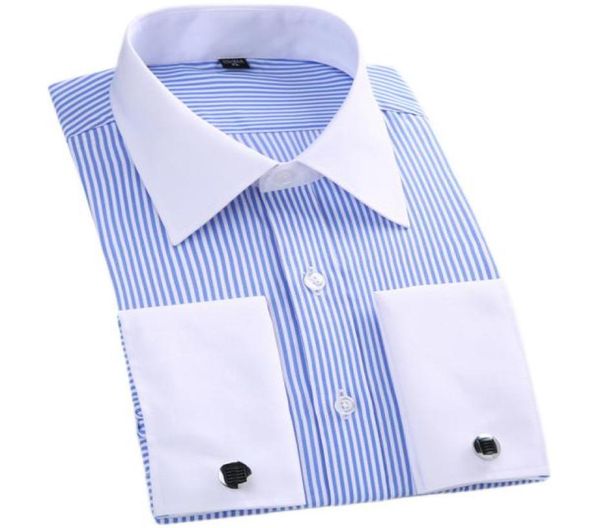 

men french cufflinks shirt stripe solid brand formal men039s shirt white collar design male fit slim french cuff plus size6xl 55536276, White;black