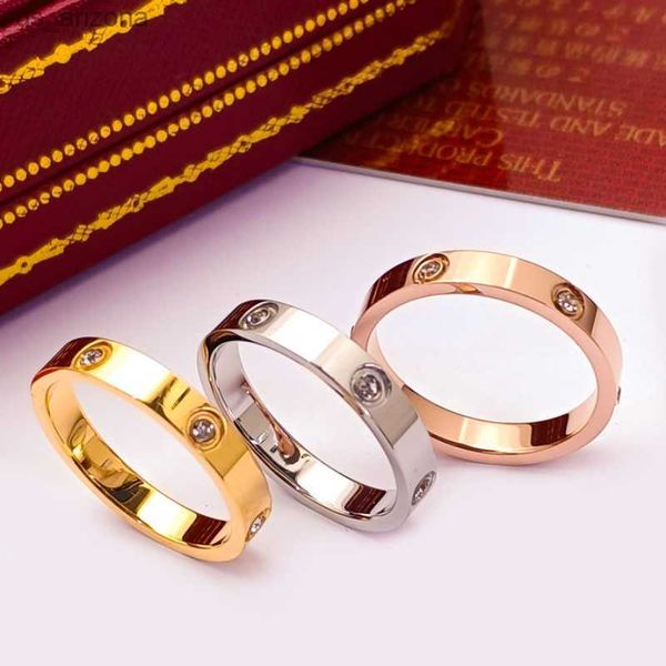 

2023 trendy stainless steel rose gold color love ring for women men couple crystal rings luxury brand jewelry wedding ring gift l230620, Silver