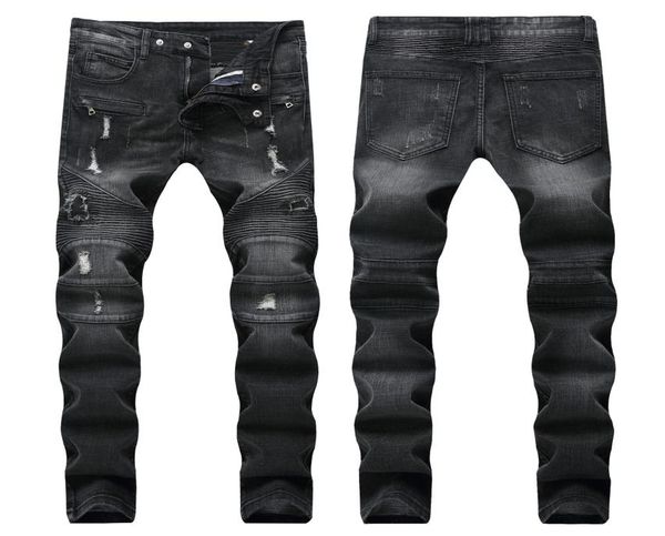 

men039s distressed ripped jeans fashion mens jeans slim motorcycle moto biker causal mens denim pants hip hop men jeans3400008, Blue