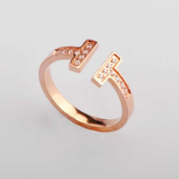 

eller south korea's east gate titanium steel double t open ring female rose gold couple network red japan and korea fashion trend, Silver