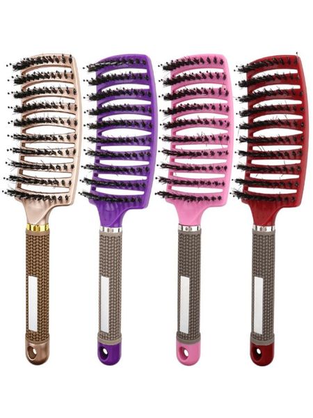 

girls hair scalp massage comb hairbrush bristle nylon women wet curly detangle brush for salon hairdressing styling tools detangli1653190, Silver
