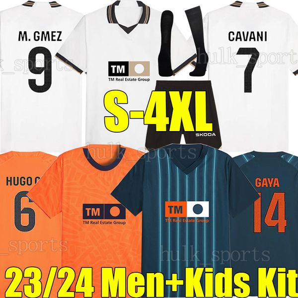

4xl 23/24 valencias soccer jerseys cavani guedes gameiro camisetas de futbol rodrigo gaya m.gomez men kids kits set football shirt 2023 2024, Black;yellow