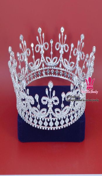 

large full crowns tiaras gorgeous king crown princess prince bridal weddind pageant queen headwear rhinestone fashion jewel7470803, White;golden