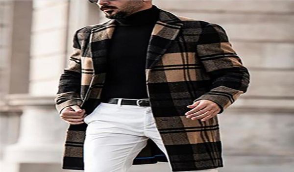 

autumn wool jacket casual plaid double side woolen coats mens mid length winter 3xl coat retail whole outwear1341177, Black