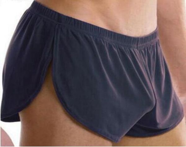 

fashion sleepwear loose comfy mens boxer shorts pajamas side split underwear shorts panties underpants trunk cueca homme7705412, Black;white