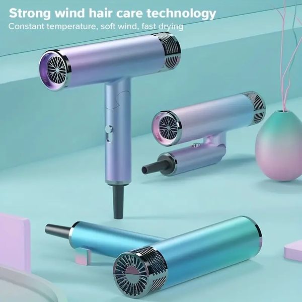 

revolutionize your hair styling with the foldable high-power negative ion blue light hair dryer