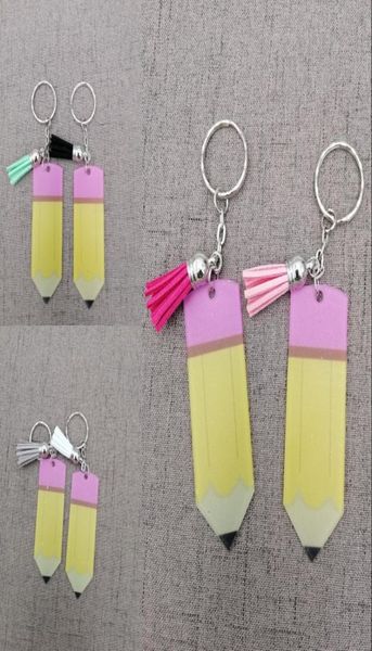 

creative teachers day keychain fashion acrylic pencil dangle charms key ring personalize small tassel keyring festival party gift 7416994, Blue