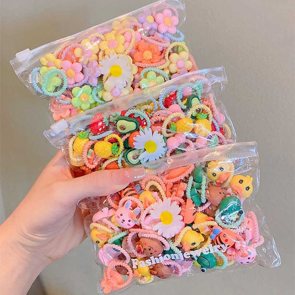 

10pcs cute rubber bands for children will not harm hair with good elasticity girl baby headbands and curly hair accessories, Slivery;white