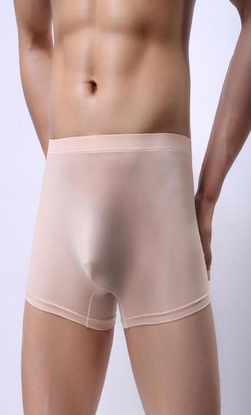 

men underwear ice silk boxers shorts homme thin semitransparent panties man solid u convex pouch underpants cueca mxxl7826732, Black;white