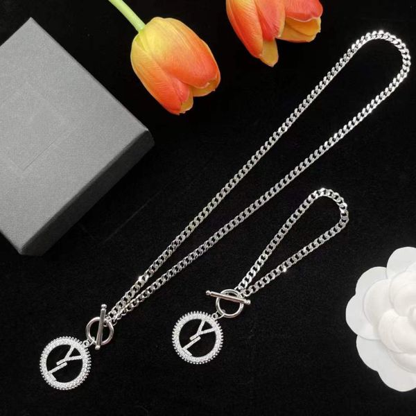 

women pendant necklaces heart shiny diamond long pendant necklaces letter designer jewelry wedding gift, Silver