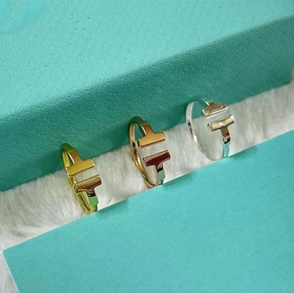 

original high version 18k rose gold light body double ring female sterling silver open t with minimalist and design style