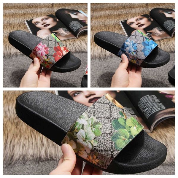 

2020 new arrivals mens womens summer sandals beach slide casual slippers ladies comfort shoes print leather flowers bee 36-46, Black