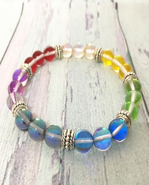 

mg0619 new arrival 7 chakra bracelet mermaid crystal bead energy womens bracelet luck powerful stone jewelry whole5582559, Black