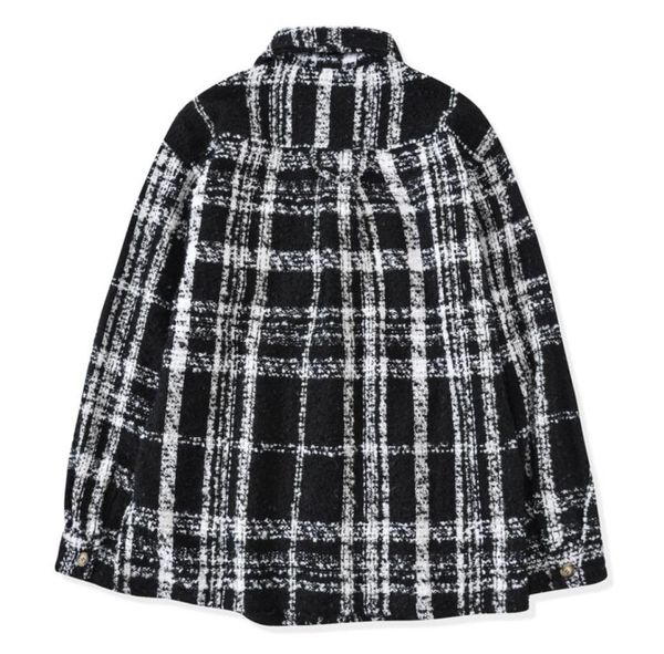 

mens high street plaid jackets coats wool blend hip hop women button shirts coats lovers streetwear outerwear 6310477, Black