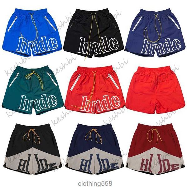 

designer men rh limited rhude shorts summer swim short knee length hip hop high street sports training beach pants mens elastic waist, White;black