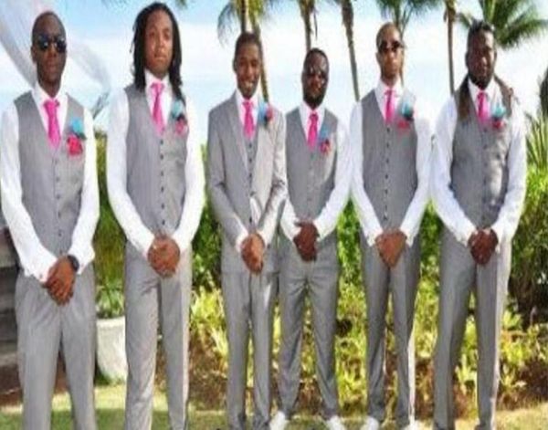 

2021 in custom made mens suits groomsmen tuxedos lapel slim fit formal wedding party cloth jacketpantsvestbow2477883, Black;gray