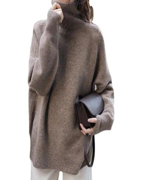 

women039s sweaters turtle neck cashmere sweater women korean style loose warm knitted pullover 2021 winter outwear lazy oaf fem1177033, White;black