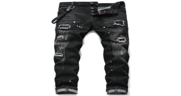 

d2 jeans men mens designers jean skinny ripped pants cool guy causal hole denim fashion fit washed pant 02027914415, Black