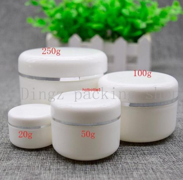 

40pcslot20g50g100g250g empty white pp face cream jar skin care cream jar with plastic lids with insert cosmetic contaigood q8632564