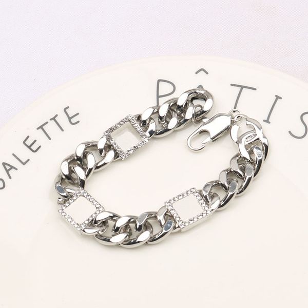 

designer women charm jewelry chain bracelets brand letter alloy material bracelet crystal rhinestone pearl chains wristband wedding, Black