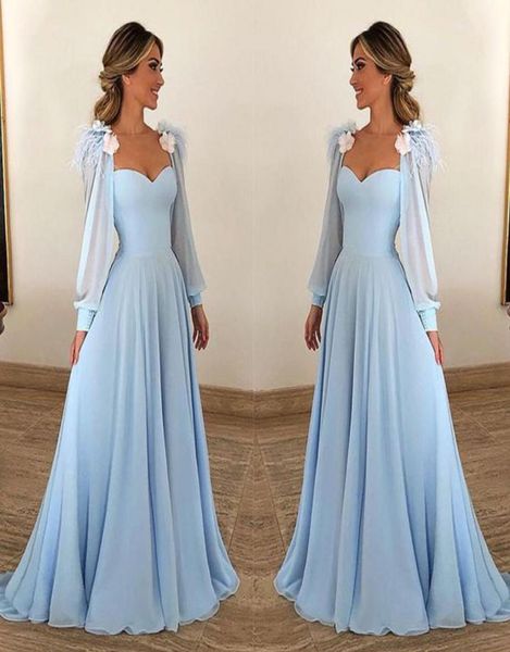 

elegant sky blue chiffon aline long lantern sleeves prom evening event dresses high waist summer bohemian strapless prom party we3003393, Black