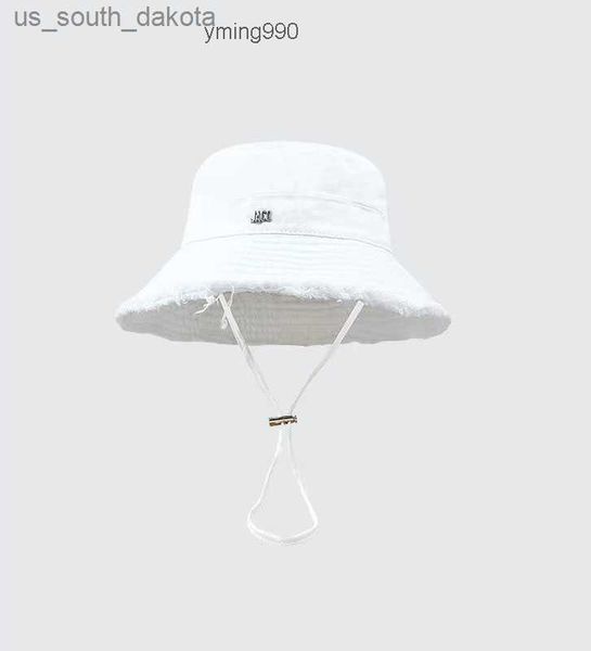 

jacquemu jacq jacquemes wide brim hats woman luxury brand wide brim hats summer designer le bob artichaut bucket hat solid metal jacquemly, Blue;gray