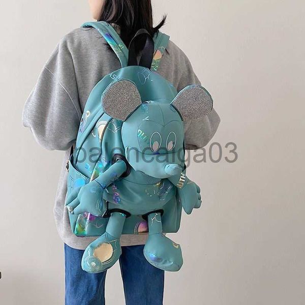 

designer cute mouse bag lapstudent backpack tote shoulder micke bag handbag mens woman fashion luxurious green letter waterproof nylon trave