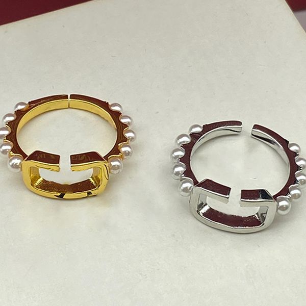 

open pearl ring women 18k gold plated 925 silver vintage classic luxury ring simple stainless steel metal accessories