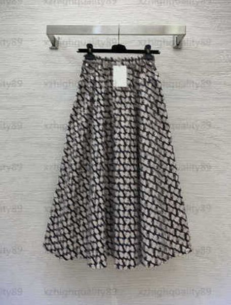 

designer women skirt womens elegant short dresses luxury branded clothing cotton fabric all-over print high-waisted long half-skirt designer, Black