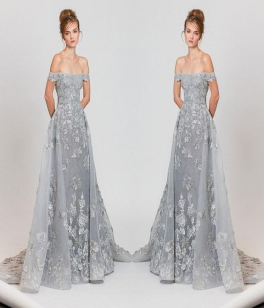 

light gray lace evening gowns 2017 off shoulder lace appliques sweep train prom dresses arabic formal party dresses custom made1288180, Black;red