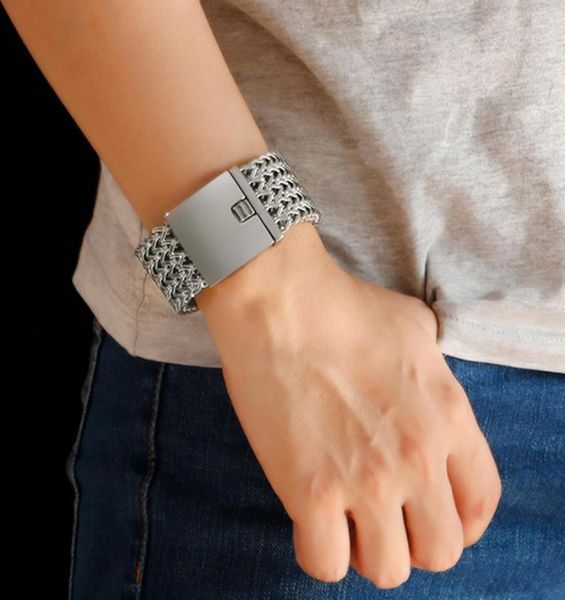 

30mm wide heavy punk biker bracelet mens hiphop silvercolor stainless steel mesh bracelets bangles jewelry wristband pulseras f1223053887, Golden;silver