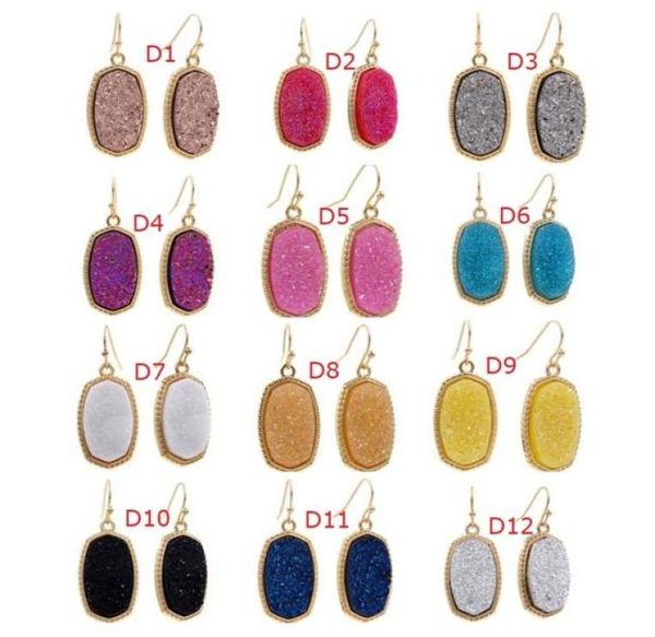 

resin hexagon druzy drusy earrings designer oval fashion dangle earrings for women jewelry party wedding festival gift6268524, Silver