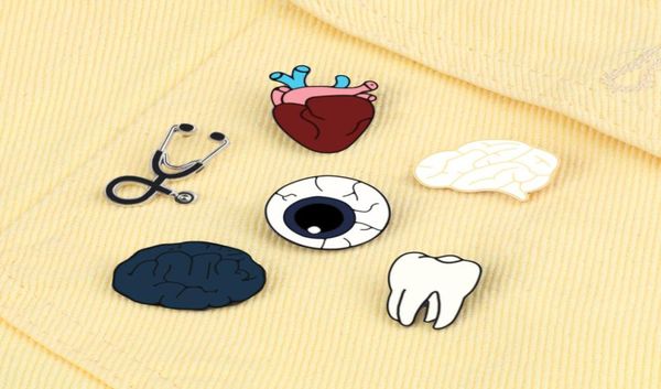 

medical doctor accessories fashion jewelrybrooches organ brain eye tooth mini stethoscope brooch enamel pin for doctor nurse denti8979795, Gray