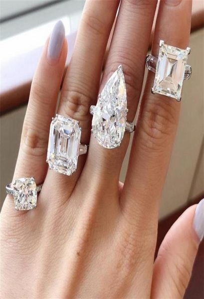 

eight cuts styles 100 925 sterling silver diamond wedding engagement cocktail women created moissanite rings fine jewelry gift2354693461, Slivery;golden