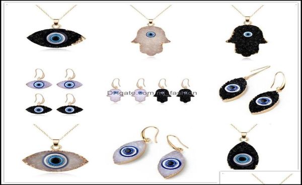 

pendant necklaces pendants jewelry simple evil eye druzy drusy earrings necklace women resin imitation natural sto dhjng9546951, Silver