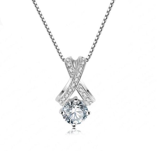 

zircon necklace simple trendy crystal pendant pretty choker necklace charm collar bijoux jewelry cz zircon stone necklaces6737342, Silver