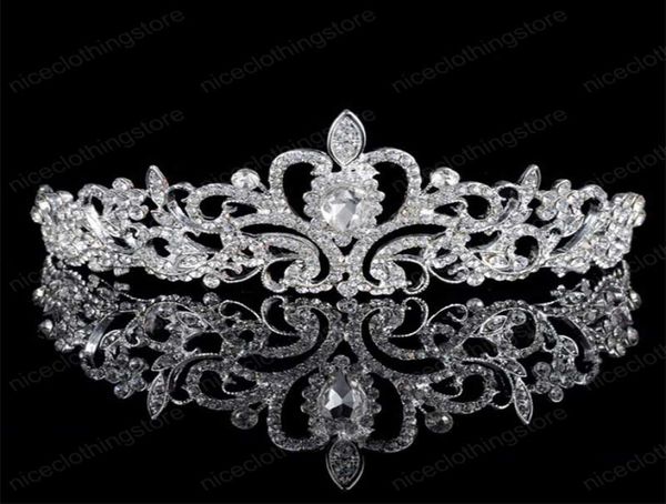 

vintage handmade silver color gliter rhinestone tiara crown princess alloy comb birthday tiara women wedding hair accessories3281864, White;golden