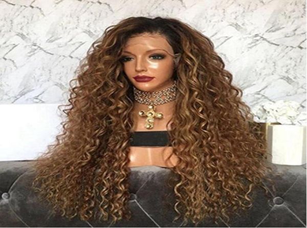 

kinky curly ombre lace wig 1b 30 full lace wigs human hair 8a unprocessed brazilian lace front wigs baby hair for black women778022911527, Black;brown