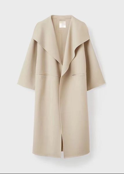 

toteme signature wool cashmere coat eggnog, Black