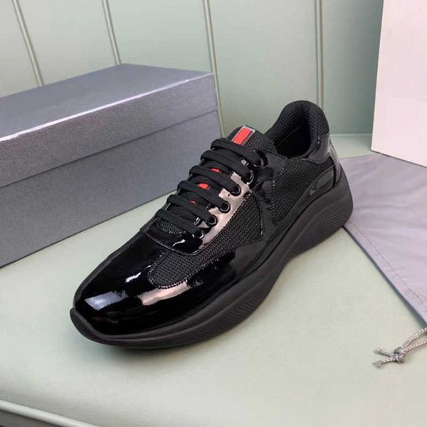

leather shoes men americas cup sneakers platform patent flat trainers black mesh lace-up shoes outdoor runner trainers no53