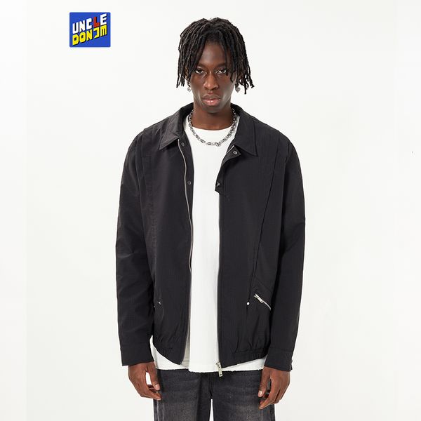 

mens jackets metal zipper pocket tactical jacket american retro hiphop y2k loose men and women thin clothing street racing 230809, Black;brown