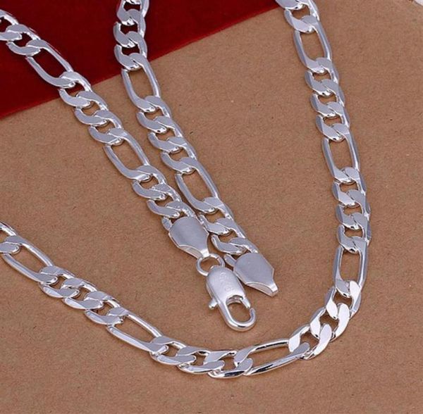 

fashion sterling 3 1chain chain necklac link italy xmas fine 925 silver 8mm 18inch necklace for men women n01824676868