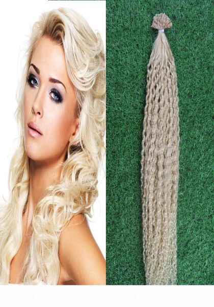 

curly u tip hair extension keratine 100g european human u tip cuticle remy pre bonded hair extension 100pcs1206880, Black