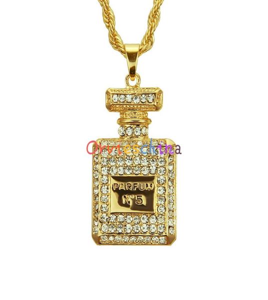 

2020 designer european and american fashion jewelry fashion personality diamond perfume bottle pendant necklace men and women jewe4597045, Black