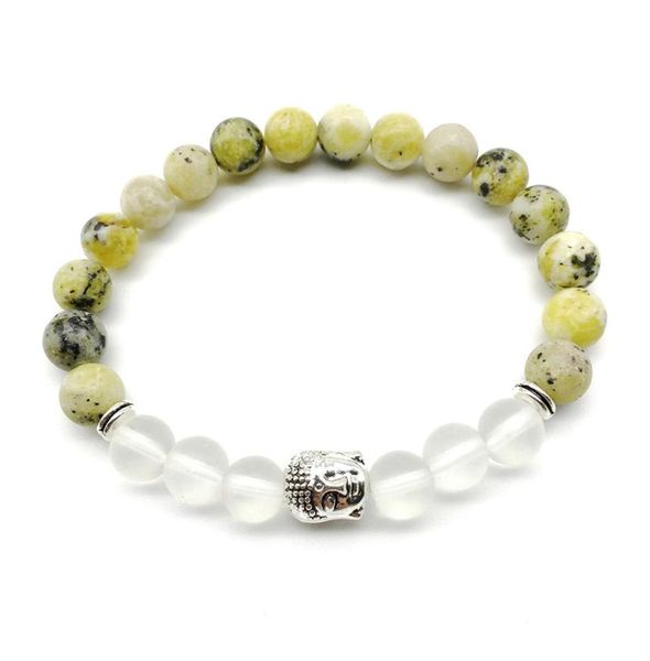 

sn1258 new design yellow howlite bracelet matte clear crystal buddha bracelet yoga mala beads jewelry1917094, Black